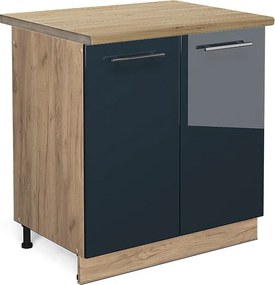 Szafka pod zlew ciemnoniebieski wysoki połysk 80x60x82 fame-line