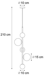 Designerska lampa wisząca czarna z matowym szkłem 5-punktowa - VerticalDesignerski Oswietlenie wewnetrzne