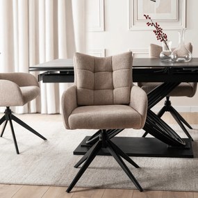 Krzesło Tapicerowane Obrotowe do Salonu JULY Beżowe Nowoczesne