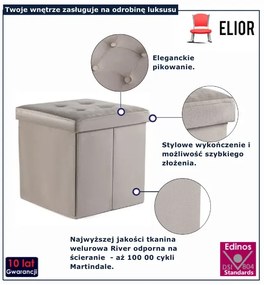 Pikowana beżówa pufa z pojemnikiem D6-R37