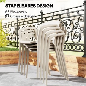 Outsunny Zestaw 4 Wodoodpornych Krzeseł Ogrodowych Stosowalnych z Podłokietnikami i Oparciem, Do 120 kg