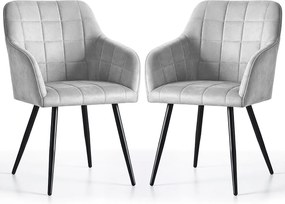 2x Krzesło tapicerowane z przeszyciami kwadratowymi Szare LUXANO Czarne nogi