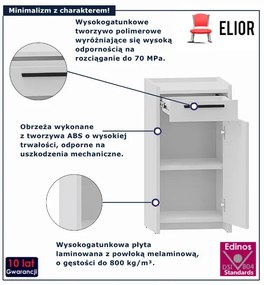 Nowoczesna biała komoda z szufladą oraz półką - E8-F52