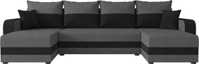 Rozkładana sofa narożna w kształcie U VALERIO 305x140 cm, ciemnoszara/antracytowa