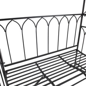 Outsunny Metalowa Pergola z Ławką - Czarny Kolor, 115x50x203cm - Ogrodowa Oaza Relaksu