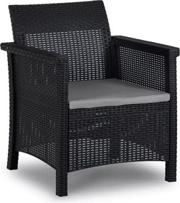 Zestaw mebli ogrodowych Amilio czarny technorattan sofa 2 fotele stolik taras balkon ogród
