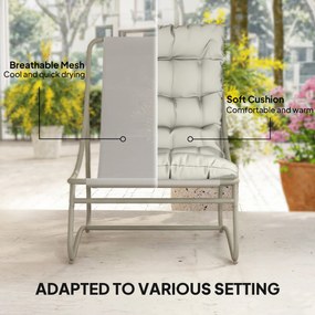 Outsunny Zestaw balkonowy 3-częściowy z poduszkami i stolikiem, stalowa konstrukcja, jasnoszary | Aosom PL