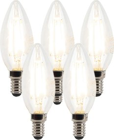 Zestaw 5 żarówek LED E14 ściemnialnych świec B35 przezroczystych 3W 250lm 2700K