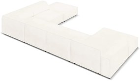 Beżowy narożnik (prawostronny) z materiału bouclé Jodie – Micadoni Home