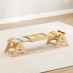 AIYAPLAY Huśtawka drewniana i równoważnia, 2 w 1 huśtawka ogrodowa dla dzieci, dla 2-4 Jahre, 133 x 38 x 24 cm, Wielobarwna