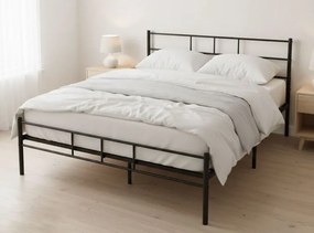 Czarne łóżko metalowe, dwuosobowe Kingsley 65A, 140x200 cm