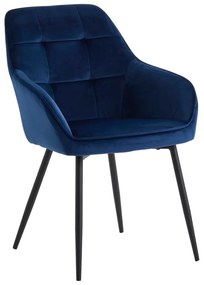Ciemnoniebieskie aksamitne krzesła z podłokietnikami zestaw 2 szt. Nolan Square – Unique Furniture