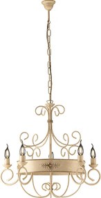 Żyrandol Baltimora z 5 lampami, lakierowany na kolor kości słoniowej, żelazny, 120 x 60 cm, BL183-5-AV