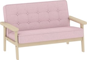 AIYAPLAY Fotel dziecięcy, kanapa dziecięca z drewnianą ramą, welurowe wykończenie, tapicerowana, dla dzieci 3–15 lat Różowy