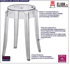 Transparentny taboret okrągły - Sador