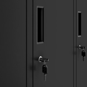 Szafka socjalna ubraniowa BHP czarna: 6-drzwiowa IGOR, 900 x 1850 x 450 mm