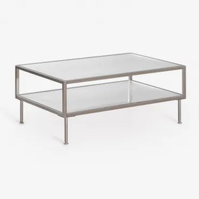 Prostokątny Stolik Kawowy Ze Stali I Szkła Paoline Chrome - Sklum