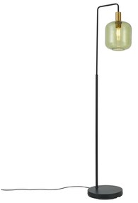 Lampa podłogowa w stylu Hotel Chic czarno-złota z zielonym szkłem - Zuzanna