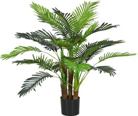 HOMCOM Sztuczna Palma, 1 m, Realistyczne Gałęzie, Roślina Dekoracyjna, Plastik, z Doniczką, Brązowo-Zielona