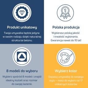 Umywalka betonowa nablatowa okrągła bez otworu na baterię 37 cm VIJA | różne kolory : Kolor - Biały (beton)