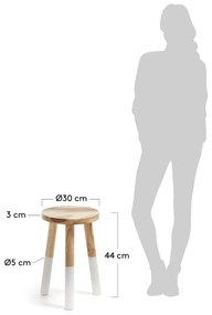 Biało-naturalny stołek z litego drewna munggur Brocsy – Kave Home