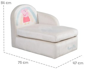 Biała aksamitna sofa dla dzieci 75 cm Peppa Pig – Roba