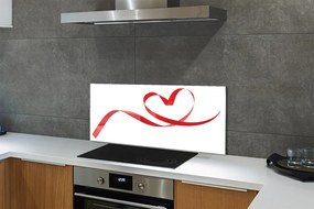 Panel szklany do Kuchni Serce z Czerwoną Wstążką