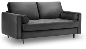 Ciemnoszara aksamitna sofa Milo Casa Santo, 174 cm