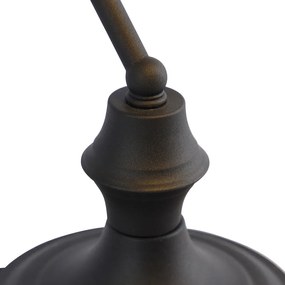 Klasyczna lampa notariusza czarna z opalowym szkłem - Banker