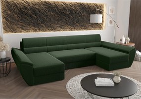 BEDANTE narożnik REBIU4 Poso 14 ciemnozielony z funkcją spania sofa w kształcie litery L z pojemnikiem na pościel