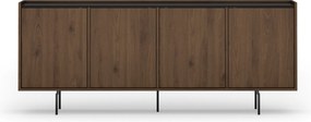 Komoda Zenar 200 cm czterodrzwiowa - orzech elegant / czarny