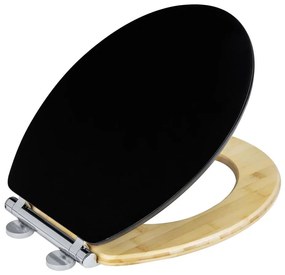 WENKO 25772100 - deska sedesowa BAMBUZA 37x44 cm, czarny/brązowy/błyszczący chrom