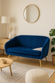 Mała sofa dwuosobowa SOLARO, aksamitne obicie