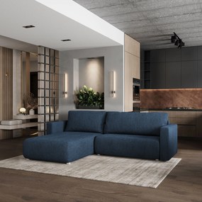 Masseno Narożnik TURIN z funkcją spania i pojemnikiem na pościel Narozniki L, Rozkładana sofa - Niebieski, NOW OR NEVER 79