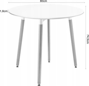 Mały stół z 4 krzesłami - zestaw Molde 031, okrągły stół 80 cm i 4 szare krzesła