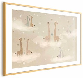Plakat Zakochane żyrafy 90x60 cm z ramą złotą z marginesem ARTGEIST B