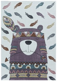 Dywan dziecięcy  Funny Indianin fioletowo-kremowy 120 cm x 170 cm