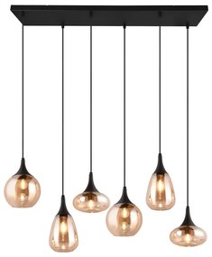 Czarno-pomarańczowa lampa wisząca ze szklanym kloszem Lumina – Trio