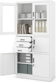 Biurowa szafa aktowa z sejfem Filip 90x40x185 cm biała