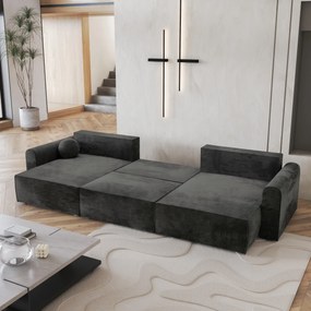 Masseno Narożnik FENTO z funkcją spania i pojemnikiem na pościel Narozniki U, Rozkładana sofa - Czarny, MONOLITH 95