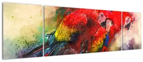 Obraz czerwonych papug Ara (170x50 cm)