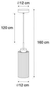 Lampa wisząca Art Deco czarna z dymionym szkłem - Laura ArtDeco Oswietlenie wewnetrzne