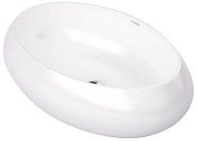 Umywalka ceramiczna nablatowa owalna biała 64 x 42 cm MORINA