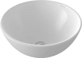 Umywalka ceramiczna nablatowa okrągła biała błyszcząca bez otworu na baterię 32 cm MALO z powłoką easy clean