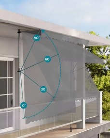 Markiza przeciwsłoneczna regulowana AW-016 na taras, balkon, szara, 200x120 cm