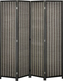 HOMCOM Parawan Dzielący Przestrzeń, Składany, Drewno Sosnowe/Bambus, 180 x 180 cm, Brązowy/Czarny