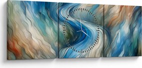 Obraz - Abstrakcyjny nurt (z zegarem) (90x30 cm)