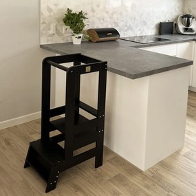 Kitchen helper drewniany pomocnik kuchenny dla dziecka, czarny - meowbaby®
