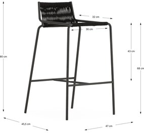 Czarny metalowy hoker (wysokość siedziska 65 cm) Emily – Marckeric