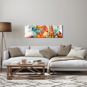 Obraz - Ilustracja akwarelowa (z zegarem) (90x30 cm)